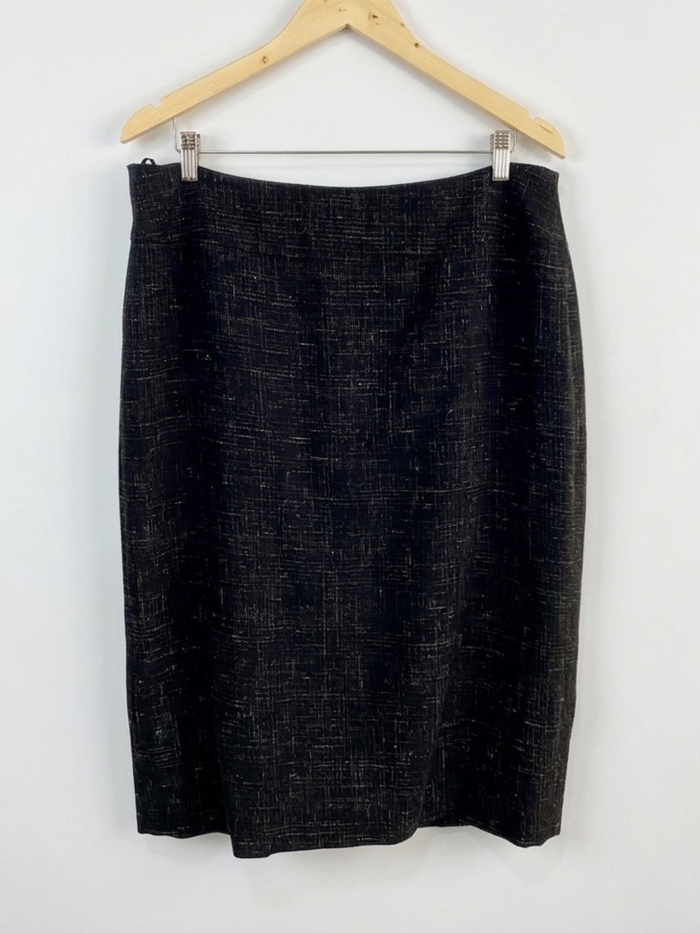Lafayette 148 NY Alpaca Virgin Wool Linen Blend Pencil Skirt Grey Textured 16